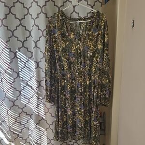 Old Navy Multicolor Floral Long Sleeve Dress